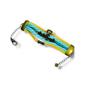 Ashley Bridget "Absolutely Mad" Teal Yellow 7.5-9" Bracelet